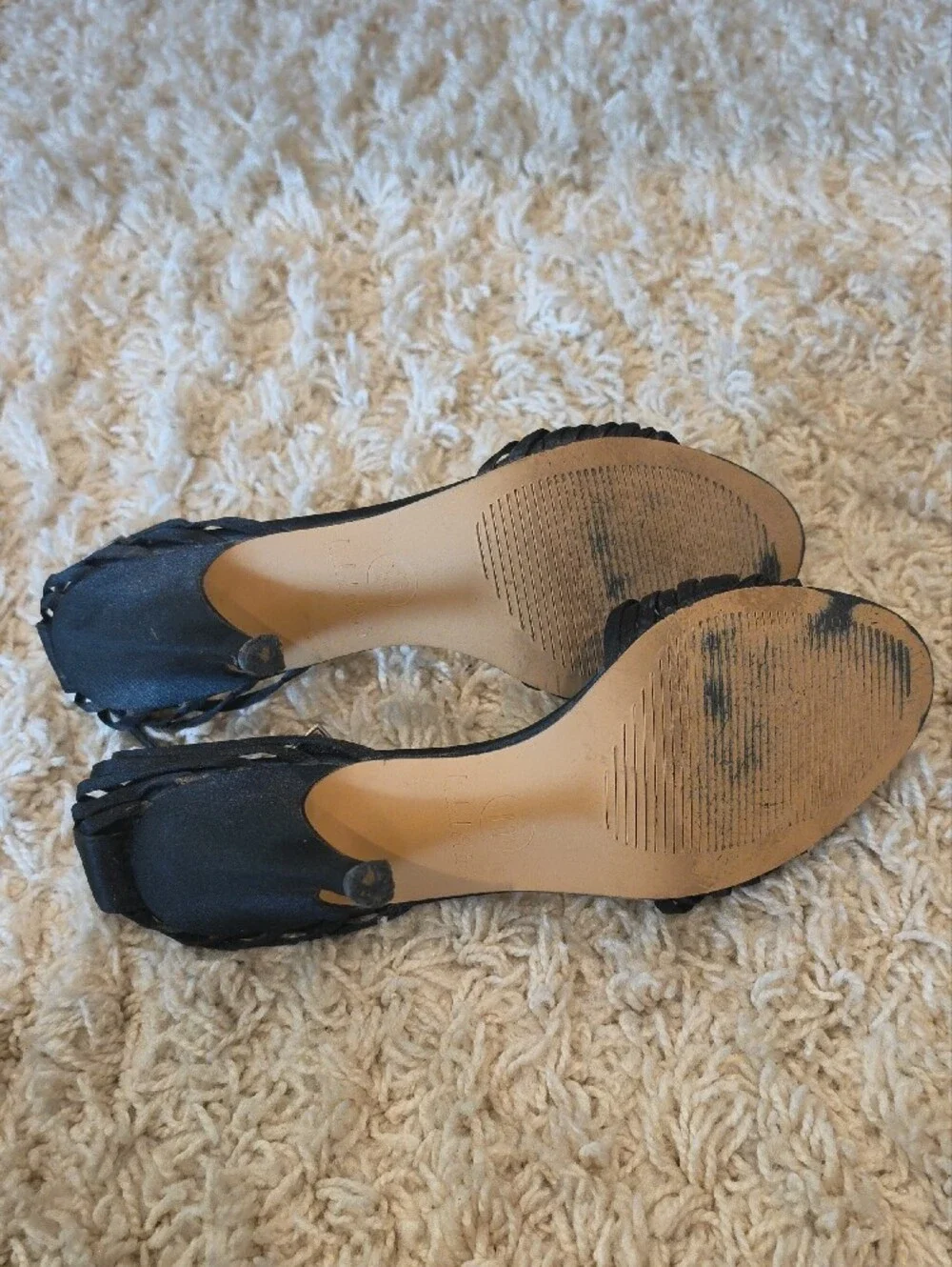 Michael Antonio Black Strappy Heeled Sandals with Gold Insole